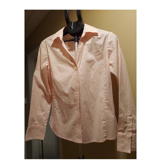 Bass - Pink Button Down Blouse, Womens, Small, Cotton/Spandex Blend - Picture 2 of 3